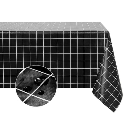 Romanstile Rectangle Vinyl Tablecloth, 100% Waterproof Oil-Proof Checkered Plastic Table Cloth, Heavy Duty Wipeable Table Covers for Dining, Camping, Picnic, Outdoor - 54 x 78 Inch, Grey