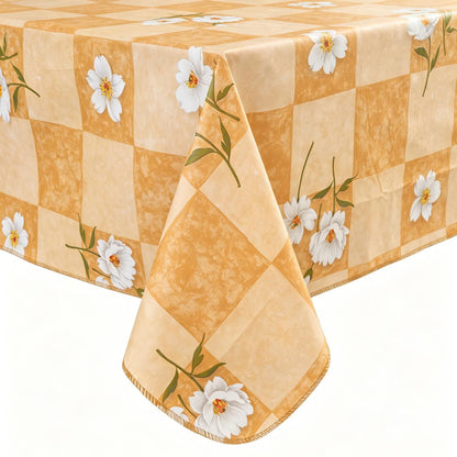 Pioggia Vinyl Tablecloth with Flannel Backed Rectangle Waterproof Oil-Proof PVC Table Cloth Wipeable Spill-Proof Plastic Table Cover for Indoor and Outdoor