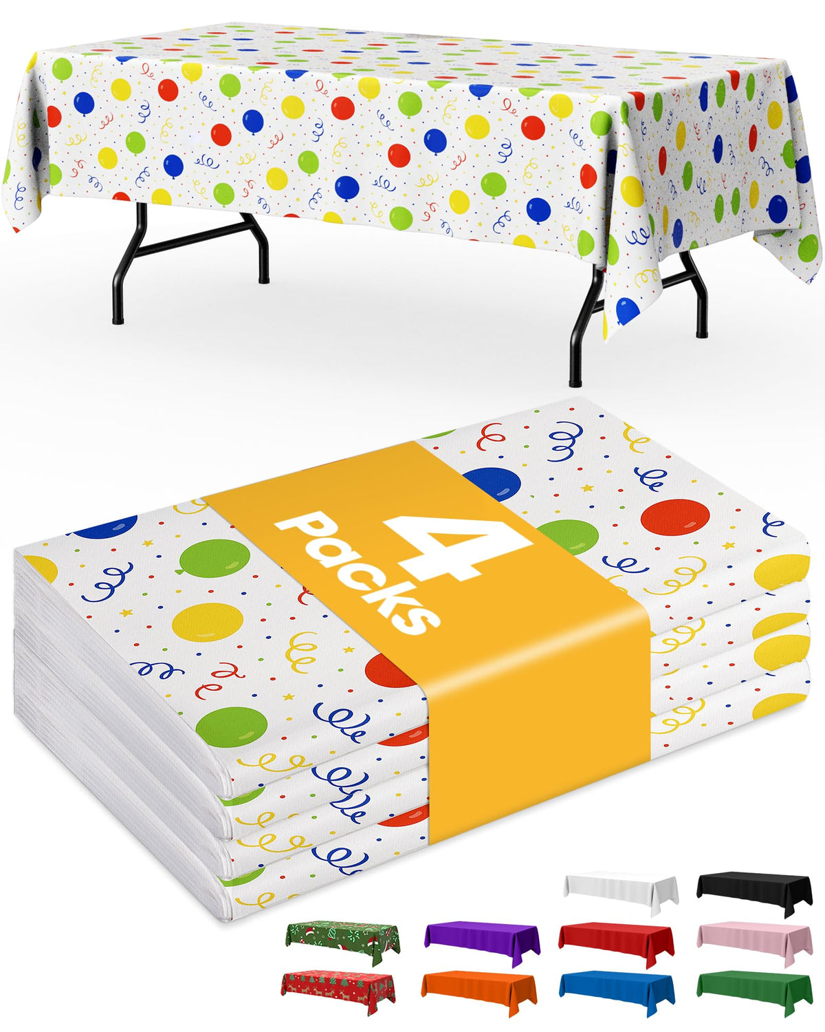 Niuara White Plastic Table Cloth - 4 Pack 54" × 108" Rectangle Disposable Tablecloths for 6FT Tables, Table Cover for Party, Holiday & Gathering Use