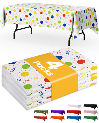 Niuara White Plastic Table Cloth - 4 Pack 54" × 108" Rectangle Disposable Tablecloths for 6FT Tables, Table Cover for Party, Holiday & Gathering Use