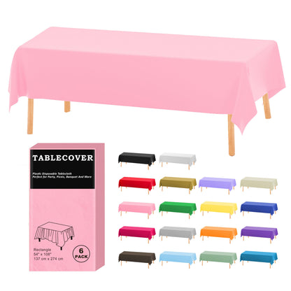 D&Z 12 Pack White Disposable Plastic Tablecloth 54"x108" Table Cover