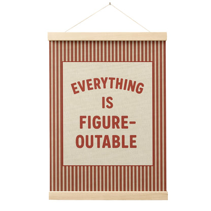 FGFK Everything Is Figureoutable Positive Affirmations Wall Art Poster Hanger Frame, Retro Pink and Green Inspirational Canvas Prints Framed Wall Decor for Office Classroom Home Bedroom, 12x16 Inch