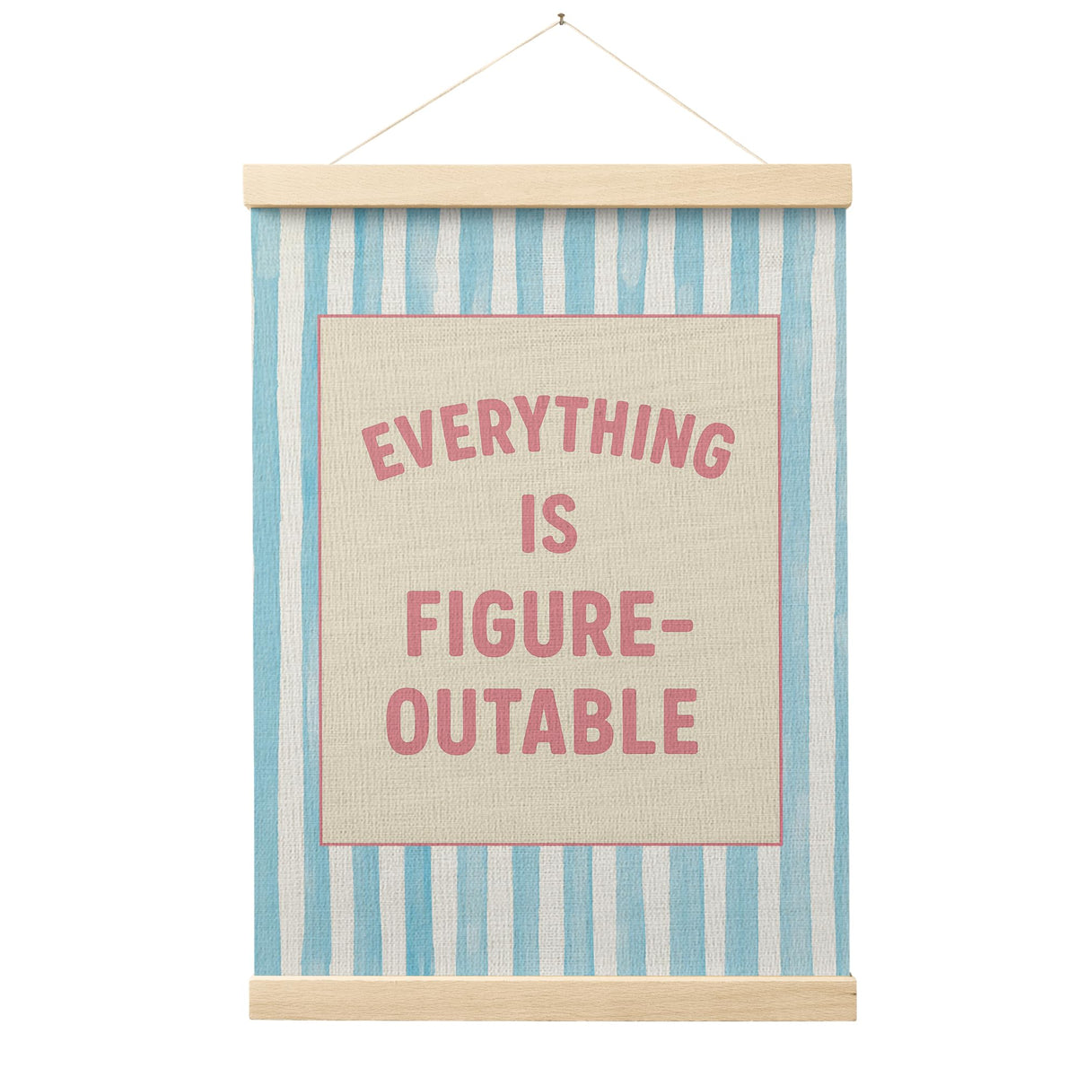 FGFK Everything Is Figureoutable Positive Affirmations Wall Art Poster Hanger Frame, Retro Pink and Green Inspirational Canvas Prints Framed Wall Decor for Office Classroom Home Bedroom, 12x16 Inch