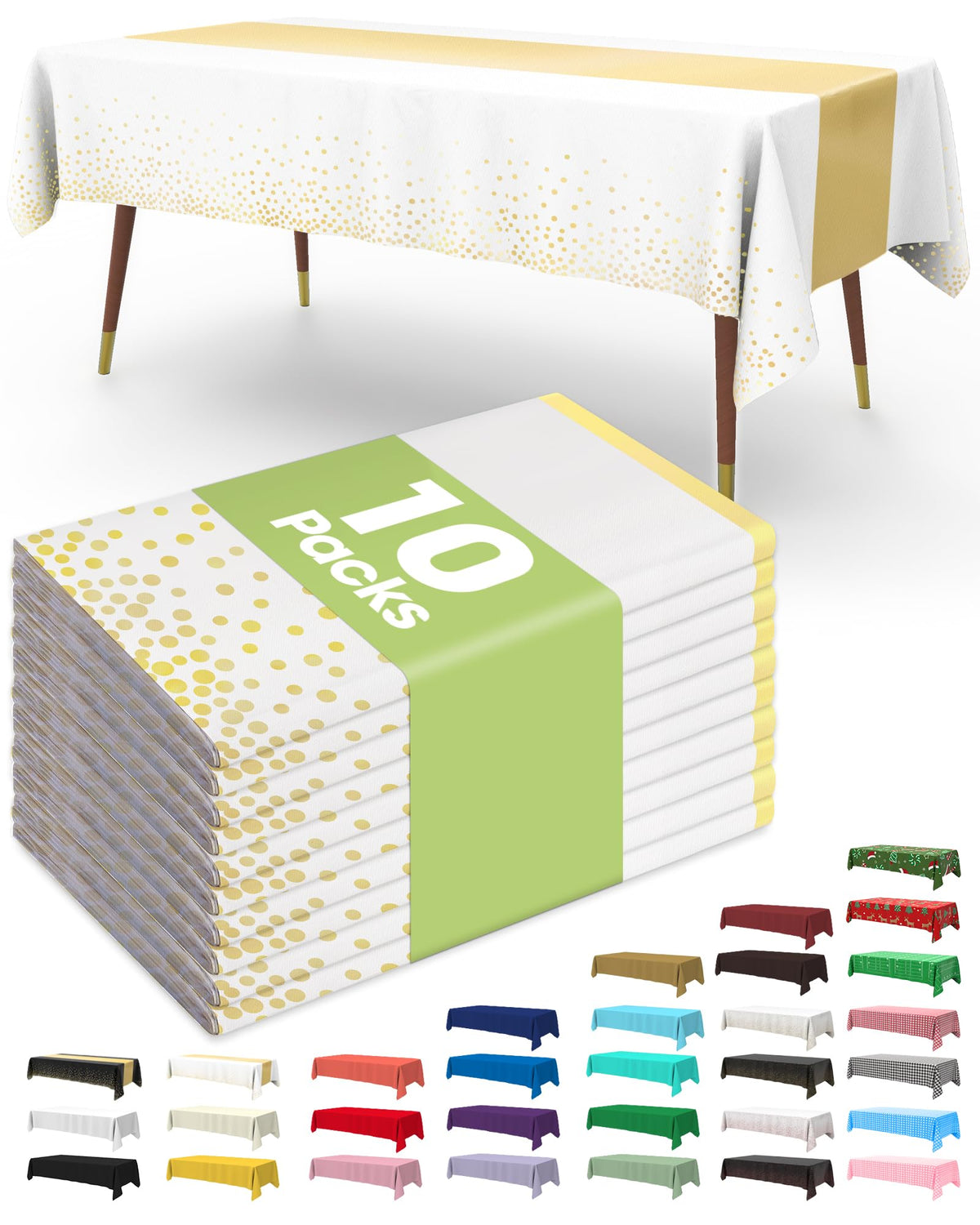 Pureegg Plastic Table Cloth Disposable 54x108 Inch 10 Pack, Beige