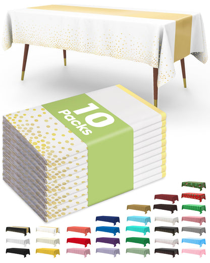 Pureegg Plastic Table Cloth Disposable 54x108 Inch 10 Pack, Beige