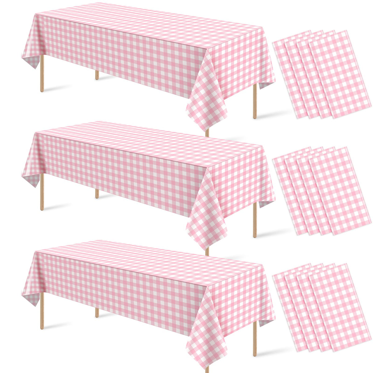 6 Pcs Sage Green Gingham Tablecloths, Checkered Table Covers 54 x 108 Inch
