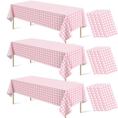 6 Pcs Sage Green Gingham Tablecloths, Checkered Table Covers 54 x 108 Inch