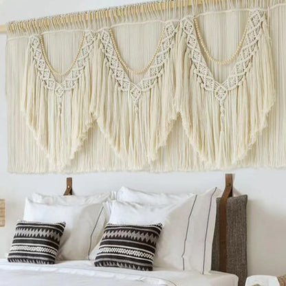 Macrame Wall Hanging Brown Tassel Knotting Fiber Art Boho Decor 47" W*25" L