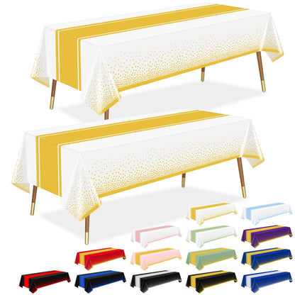 LANLISA Sage Green and Gold Tablecloth Party Decorations 2 Pack, Disposable Plastic Table Cloths for Baby Shower Birthday Wedding Party Decor