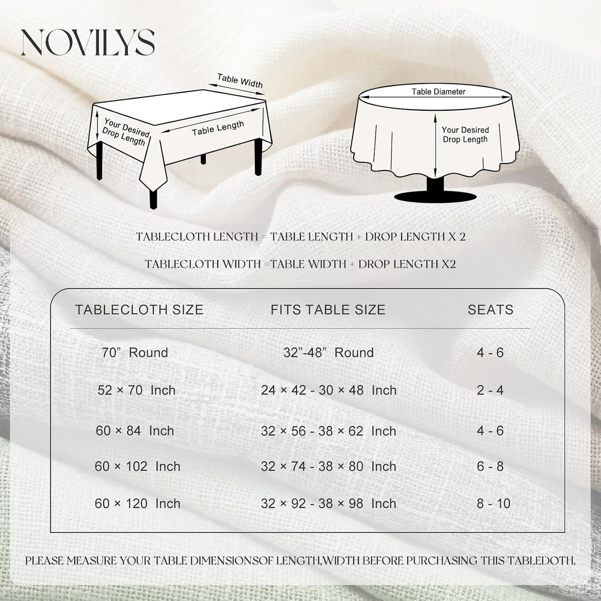 NOVILYS Rust Fall Rectangle Tablecloth with Linen Textured, 60 x 84 Inch
