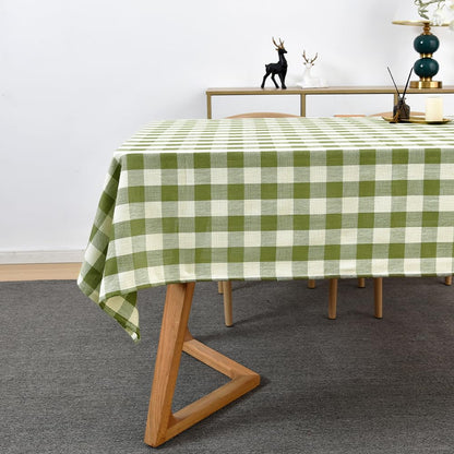 Gingham Tablecloth Rectangle Table Cloth Heavy Duty Cotton Checkered Table Cover for Spring Picnic Kitchen Dining(C-Beige, 52x70 inch)