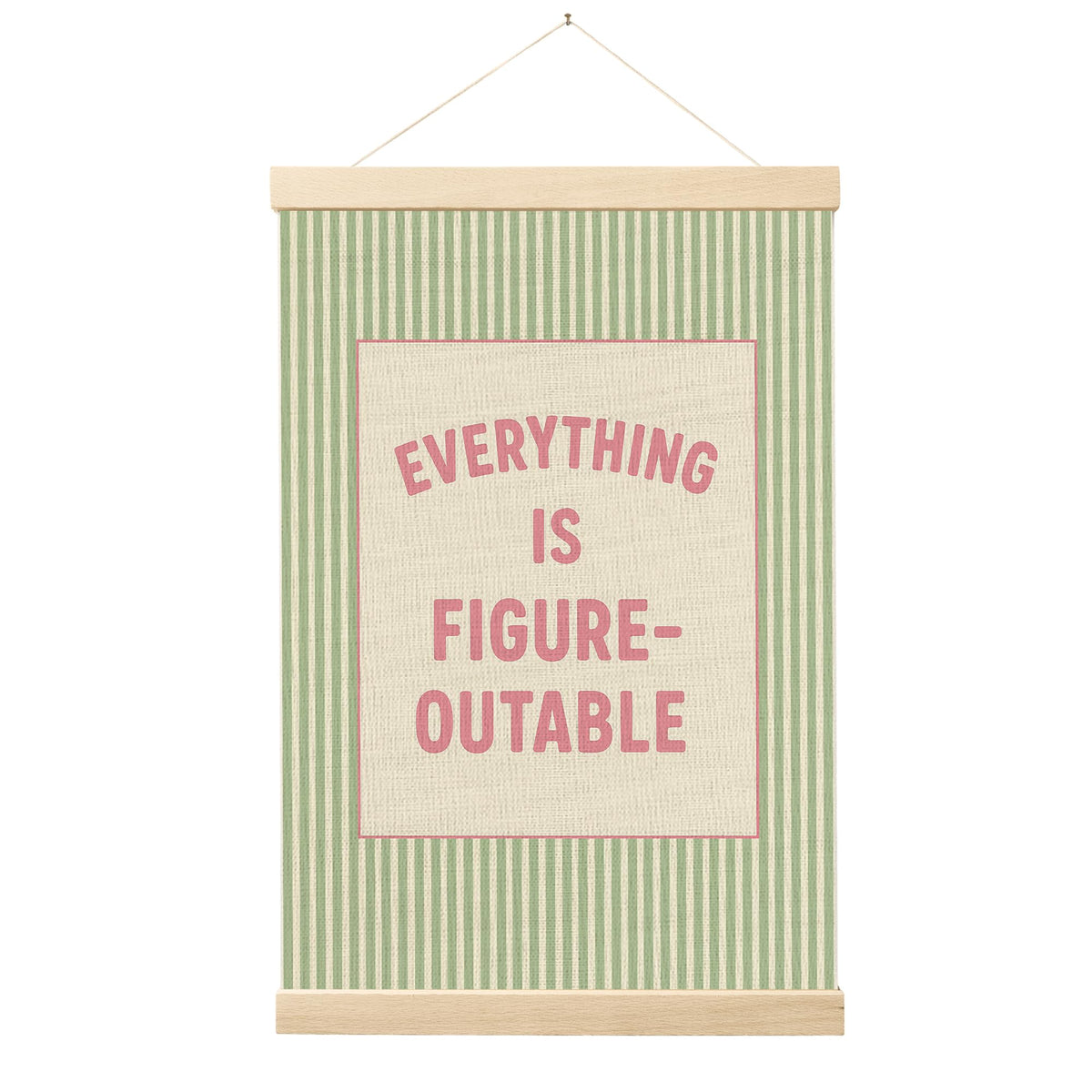 FGFK Everything Is Figureoutable Positive Affirmations Wall Art Poster Hanger Frame, Retro Pink and Green Inspirational Canvas Prints Framed Wall Decor for Office Classroom Home Bedroom, 12x16 Inch