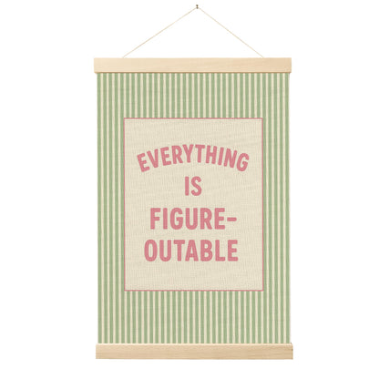 FGFK Everything Is Figureoutable Positive Affirmations Wall Art Poster Hanger Frame, Retro Pink and Green Inspirational Canvas Prints Framed Wall Decor for Office Classroom Home Bedroom, 12x16 Inch