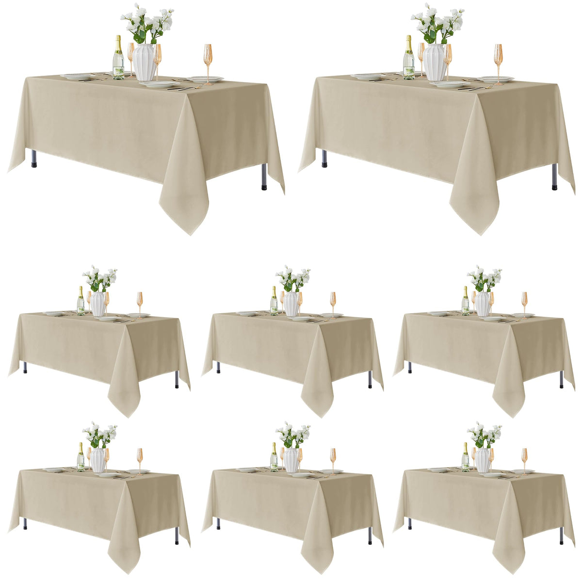Fitable 6 Pack Ivory Tablecloths 70x120 Inch for 6-8 Ft Rectangle Tables