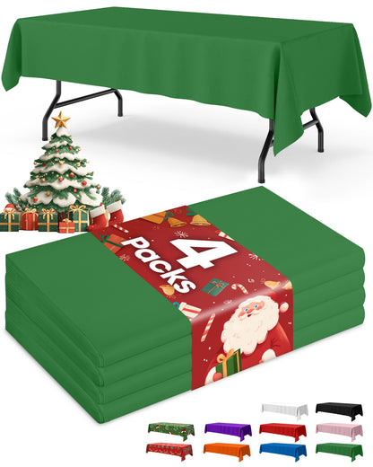 Niuara White Plastic Table Cloth - 4 Pack 54" × 108" Rectangle Disposable Tablecloths for 6FT Tables, Table Cover for Party, Holiday & Gathering Use