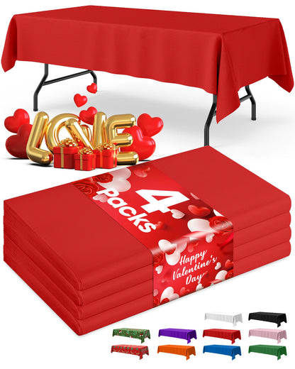 Niuara White Plastic Table Cloth - 4 Pack 54" × 108" Rectangle Disposable Tablecloths for 6FT Tables, Table Cover for Party, Holiday & Gathering Use