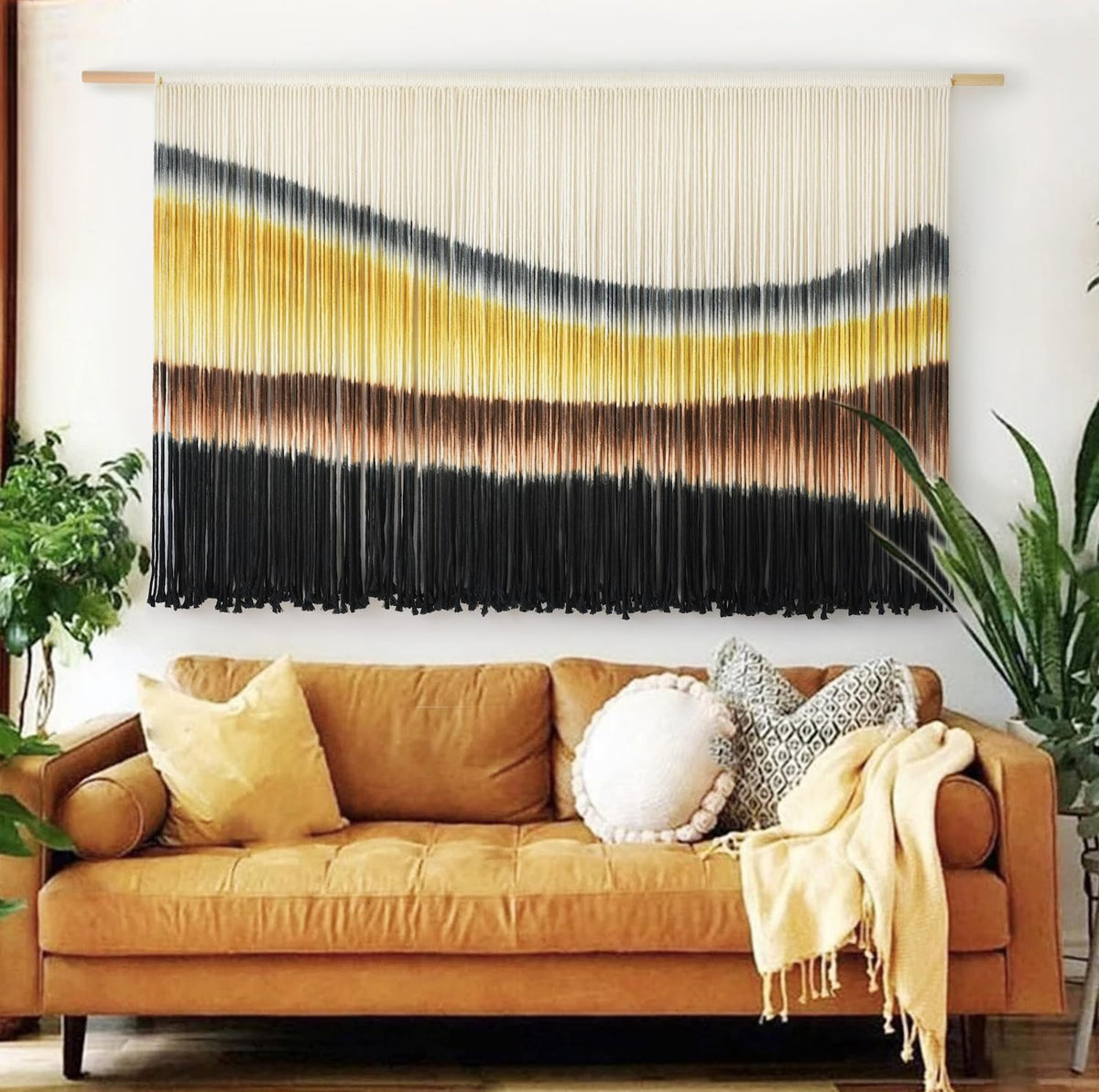 Macrame Wall Hanging Boho Wall Decor Large-Scale Tie-Dye Tapestry 57"W*35"L