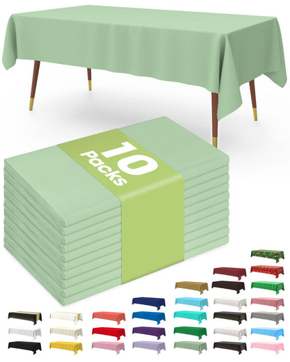 Pureegg Plastic Table Cloth Disposable 54x108 Inch 10 Pack, White