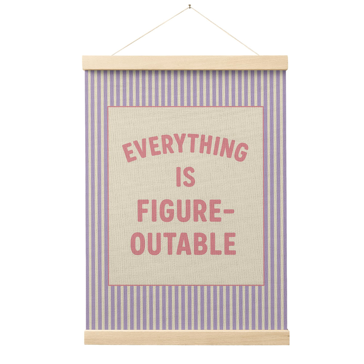 FGFK Everything Is Figureoutable Positive Affirmations Wall Art Poster Hanger Frame, Retro Pink and Green Inspirational Canvas Prints Framed Wall Decor for Office Classroom Home Bedroom, 12x16 Inch