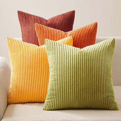 Topfinel Decorative Throw Pillow Covers Cushion Cases, Set of 4 Soft Velvet Modern Double-Sided Designs, Mix and Match for Boho Farmhouse Fall Home Decor (18x18 inch, Orange/Teal)