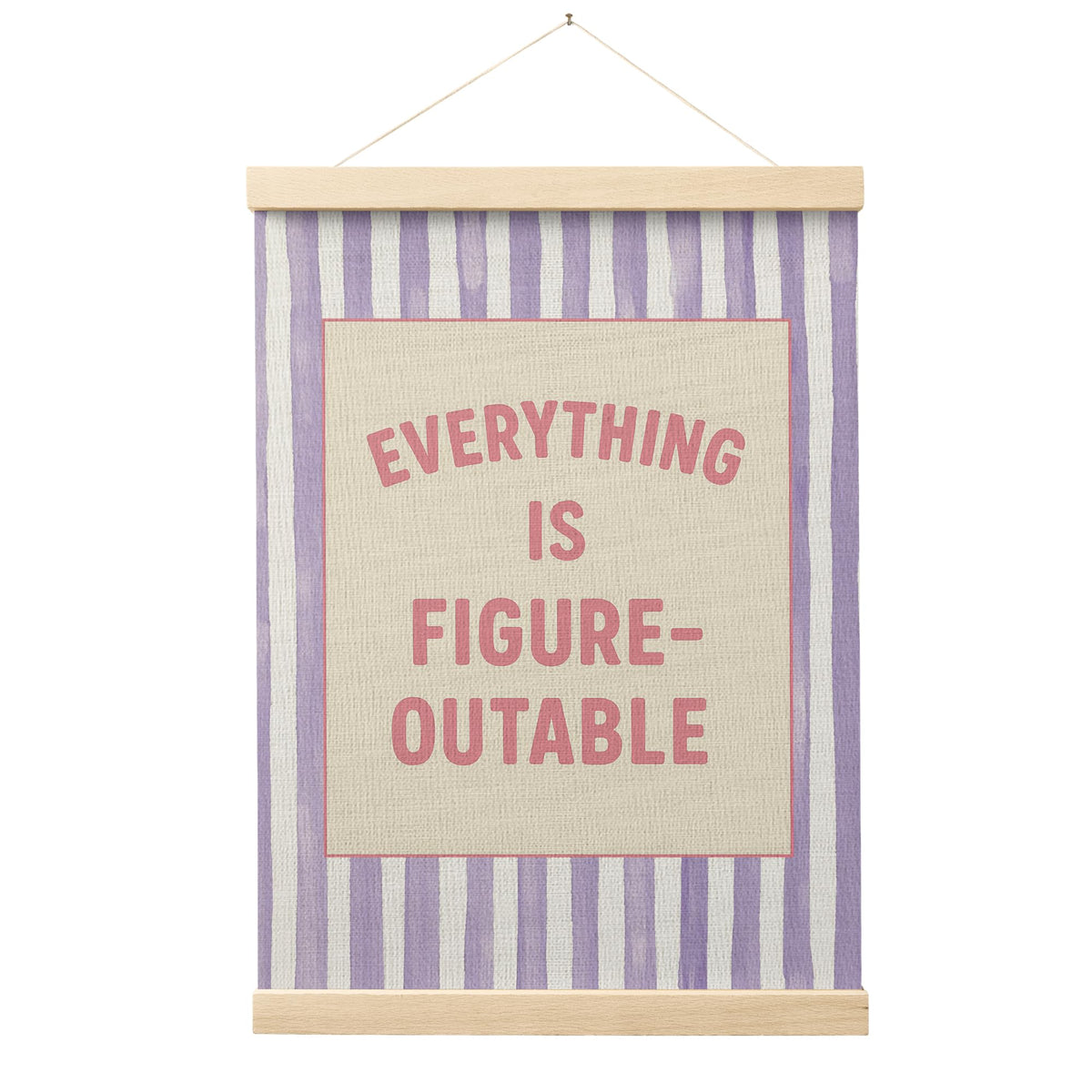 FGFK Everything Is Figureoutable Positive Affirmations Wall Art Poster Hanger Frame, Retro Pink and Green Inspirational Canvas Prints Framed Wall Decor for Office Classroom Home Bedroom, 12x16 Inch
