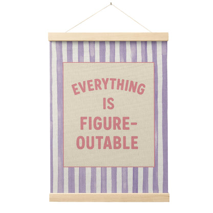 FGFK Everything Is Figureoutable Positive Affirmations Wall Art Poster Hanger Frame, Retro Pink and Green Inspirational Canvas Prints Framed Wall Decor for Office Classroom Home Bedroom, 12x16 Inch
