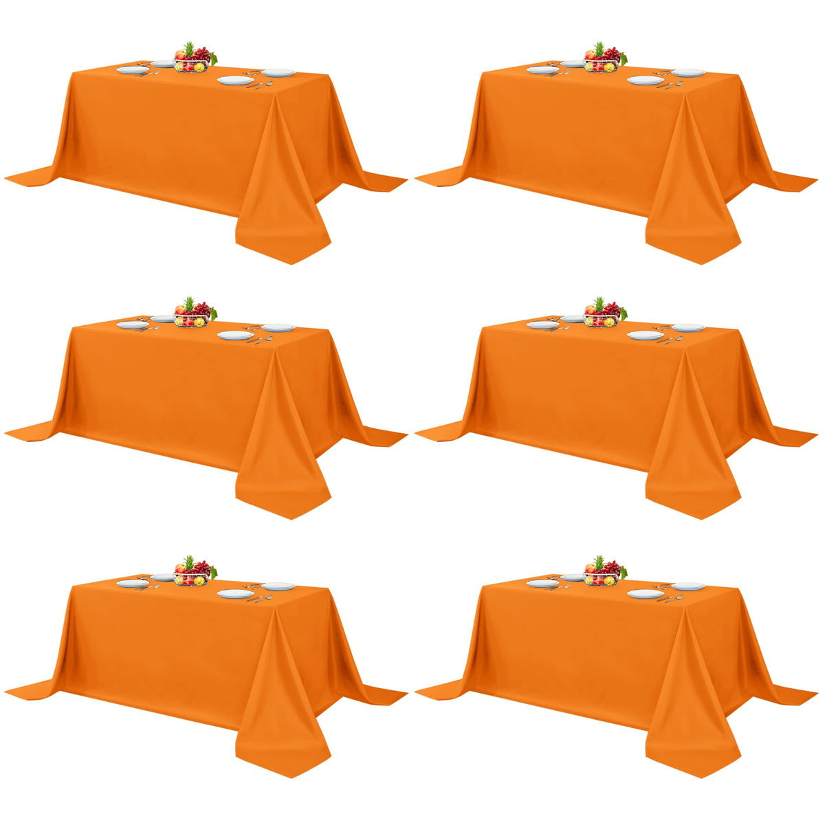 Fitable 6 Pack Ivory Tablecloths 70x120 Inch for 6-8 Ft Rectangle Tables