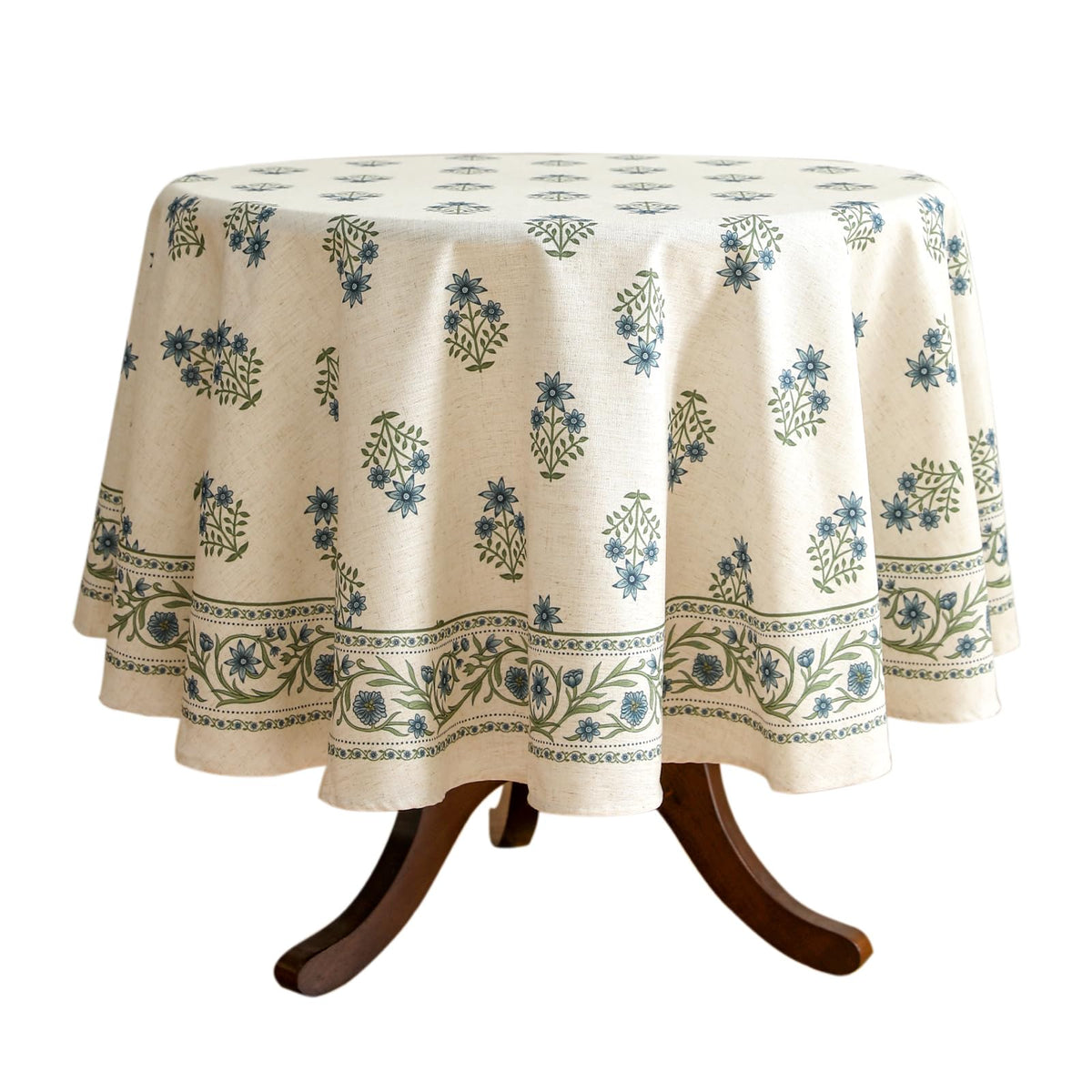 ISAENNE Designer French Linen Rectangular Tablecloth,118"x67"-Cornucopia