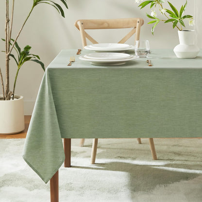 IVAPUPU Textured Linen Rectangle Table Cloth, Sage Green, 52 x 70 Inch
