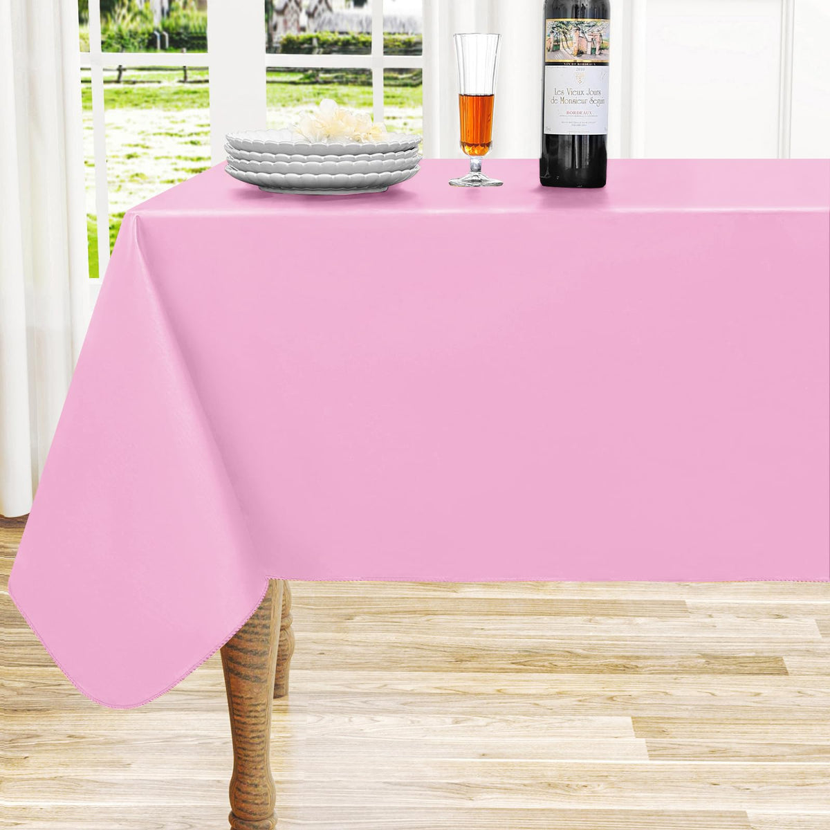 homing Rectangle Black Vinyl Waterproof Tablecloth with Flannel Backed