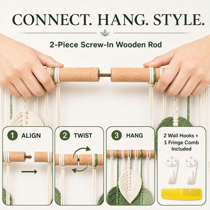 Mnjmhsg Large Macrame Wall Hanging, Green Boho Leaf Tapestry, 39 x 29.5 in