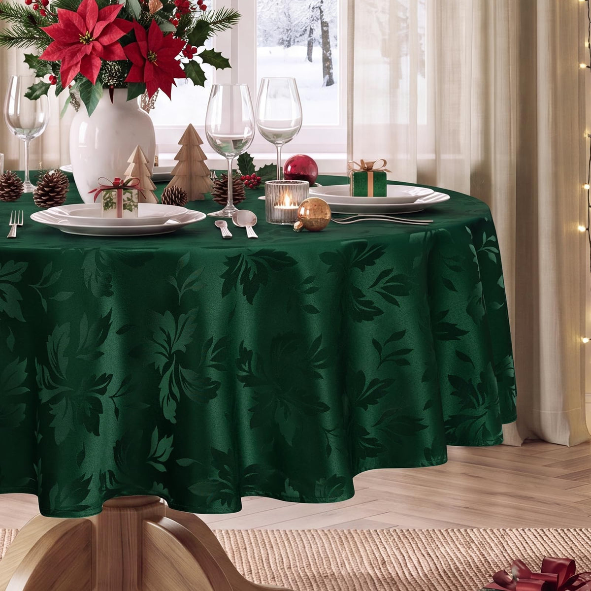 Romanstile Fall Jacquard Rectangle Tablecloth, Thanksgiving Dining Decor
