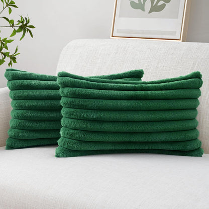 MIULEE Faux Fur Decorative Throw Pillow Covers 18x18 Set of 2 Sage Green