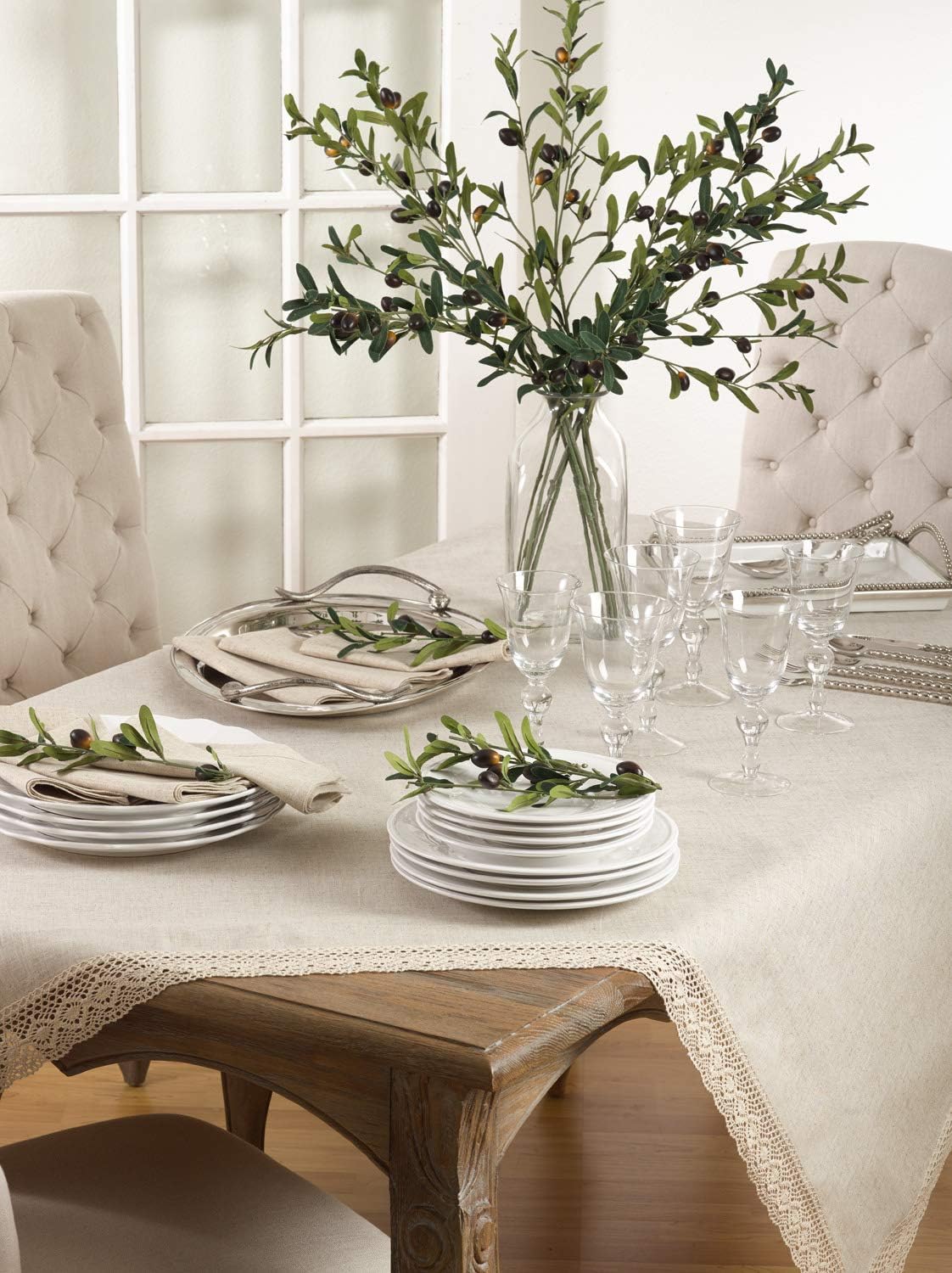 SARO LIFESTYLE 931 Tablecloth Natural 70" X 180" Oblong, Sold Per 1 PC