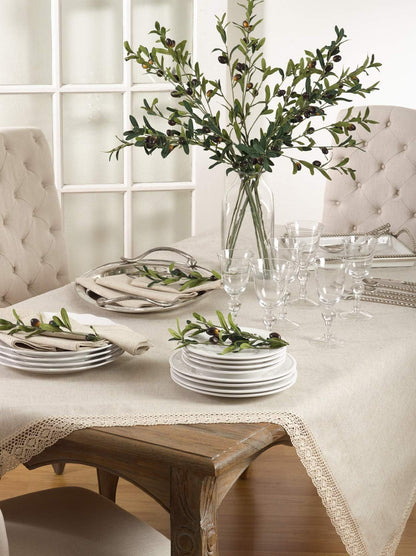 SARO LIFESTYLE 931 Tablecloth Natural 70" X 180" Oblong, Sold Per 1 PC