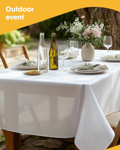 Niuara White Plastic Table Cloth - 4 Pack 54" × 108" Rectangle Disposable Tablecloths for 6FT Tables, Table Cover for Party, Holiday & Gathering Use