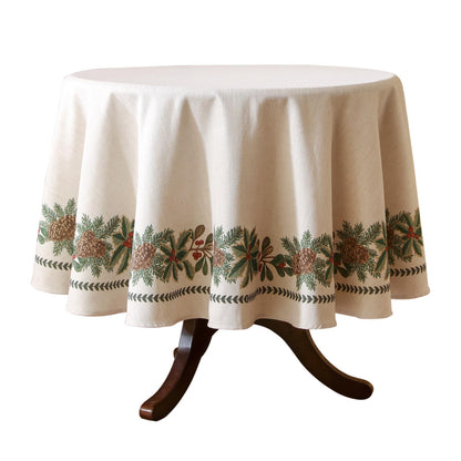 ISAENNE Designer French Linen Rectangular Tablecloth,118"x67"-Cornucopia