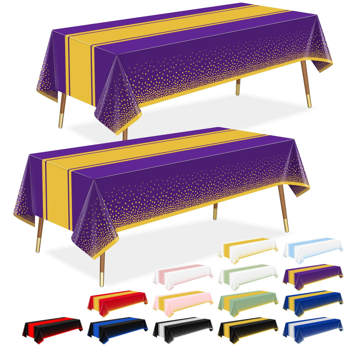 LANLISA Sage Green and Gold Tablecloth Party Decorations 2 Pack, Disposable Plastic Table Cloths for Baby Shower Birthday Wedding Party Decor