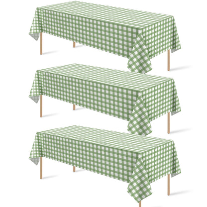 12 Pack Blue and White Plastic Checkered Tablecloth, Premium Decorative Disposable Blue Gingham Plaid Table Cloths for Parties, Rectangle Party Table Cover for Picnic Farm Birthday Wedding, 54x108Inch