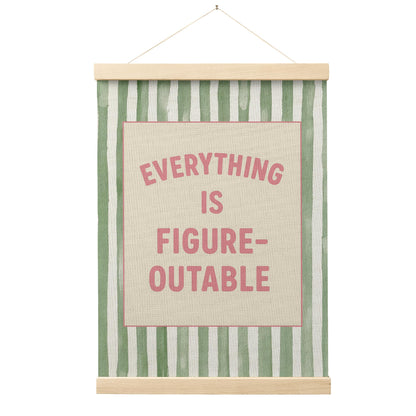 FGFK Everything Is Figureoutable Positive Affirmations Wall Art Poster Hanger Frame, Retro Pink and Green Inspirational Canvas Prints Framed Wall Decor for Office Classroom Home Bedroom, 12x16 Inch