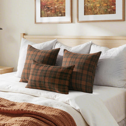 MIULEE Fall Plaid Pillow Covers Scottish Tartan 18x18 Terracotta Brown