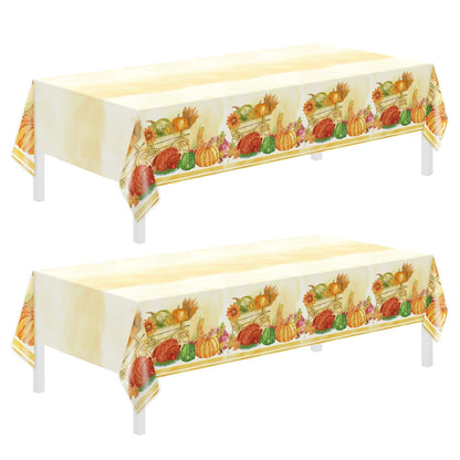 3 Pack Thanksgiving Disposable Tablecloths,54 x 108 Inch Thanksgiving Decorations,Give Thanks Table Cloth for Rectangular,Pumpkin Maple Tablecloths for Home,Party,Outdoor Picnic,Fall Theme,Baby Shower