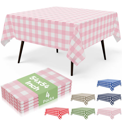 misaya 4 Packs 54 x 78 Inch Checkered Disposable Table Cloth