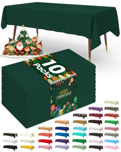 Pureegg Plastic Table Cloth Disposable 54x108 Inch 10 Pack, White