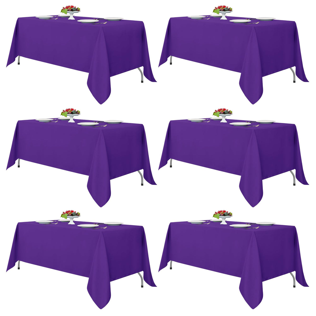 Fitable 6 Pack Ivory Tablecloths 70x120 Inch for 6-8 Ft Rectangle Tables