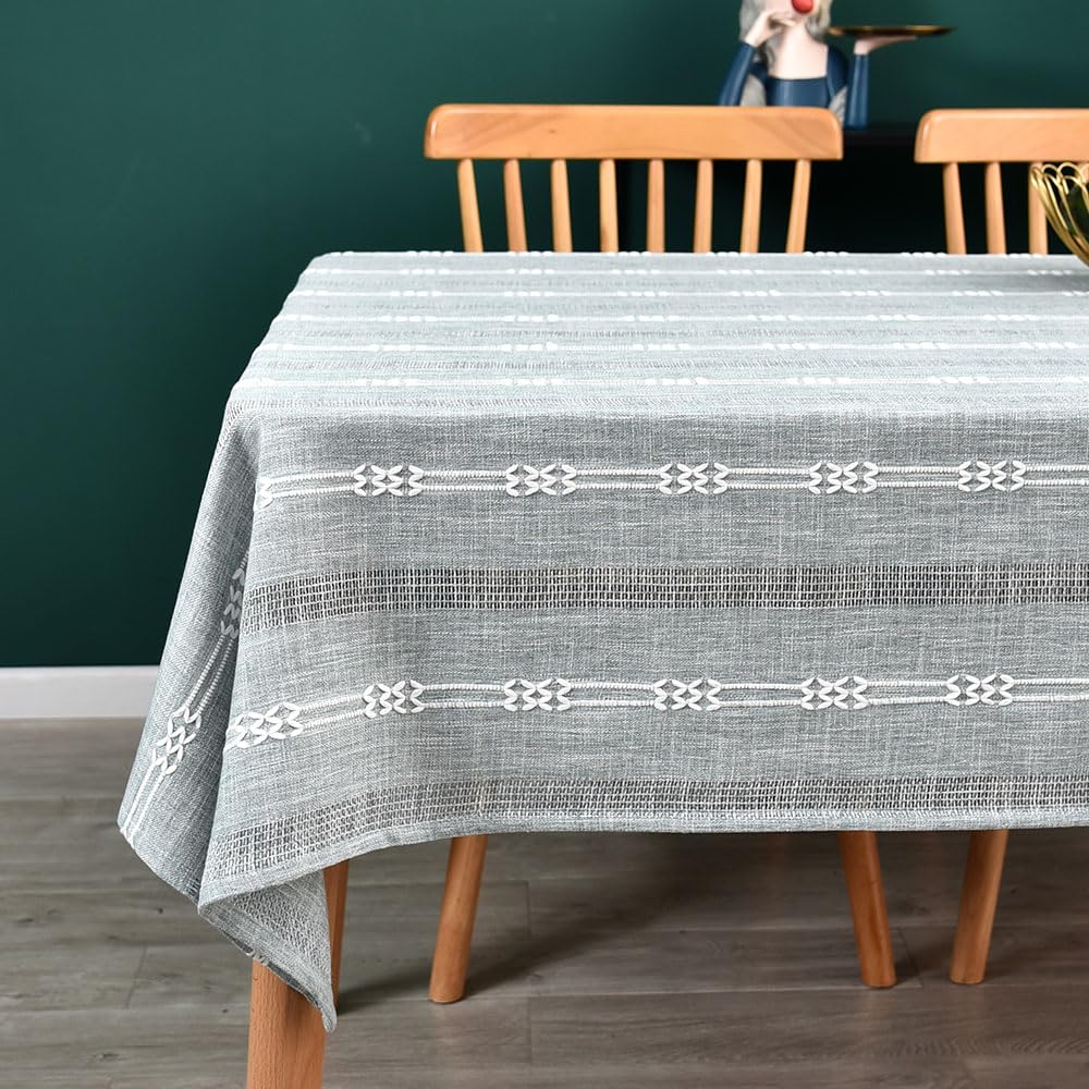 Gingham Tablecloth Rectangle Table Cloth Heavy Duty Cotton Checkered Table Cover for Spring Picnic Kitchen Dining(C-Beige, 52x70 inch)