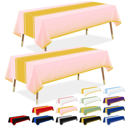 LANLISA Sage Green and Gold Tablecloth Party Decorations 2 Pack, Disposable Plastic Table Cloths for Baby Shower Birthday Wedding Party Decor