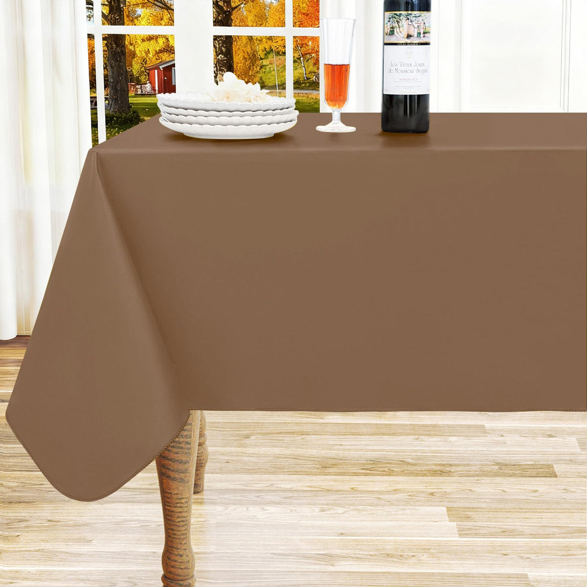 homing Rectangle Black Vinyl Waterproof Tablecloth with Flannel Backed