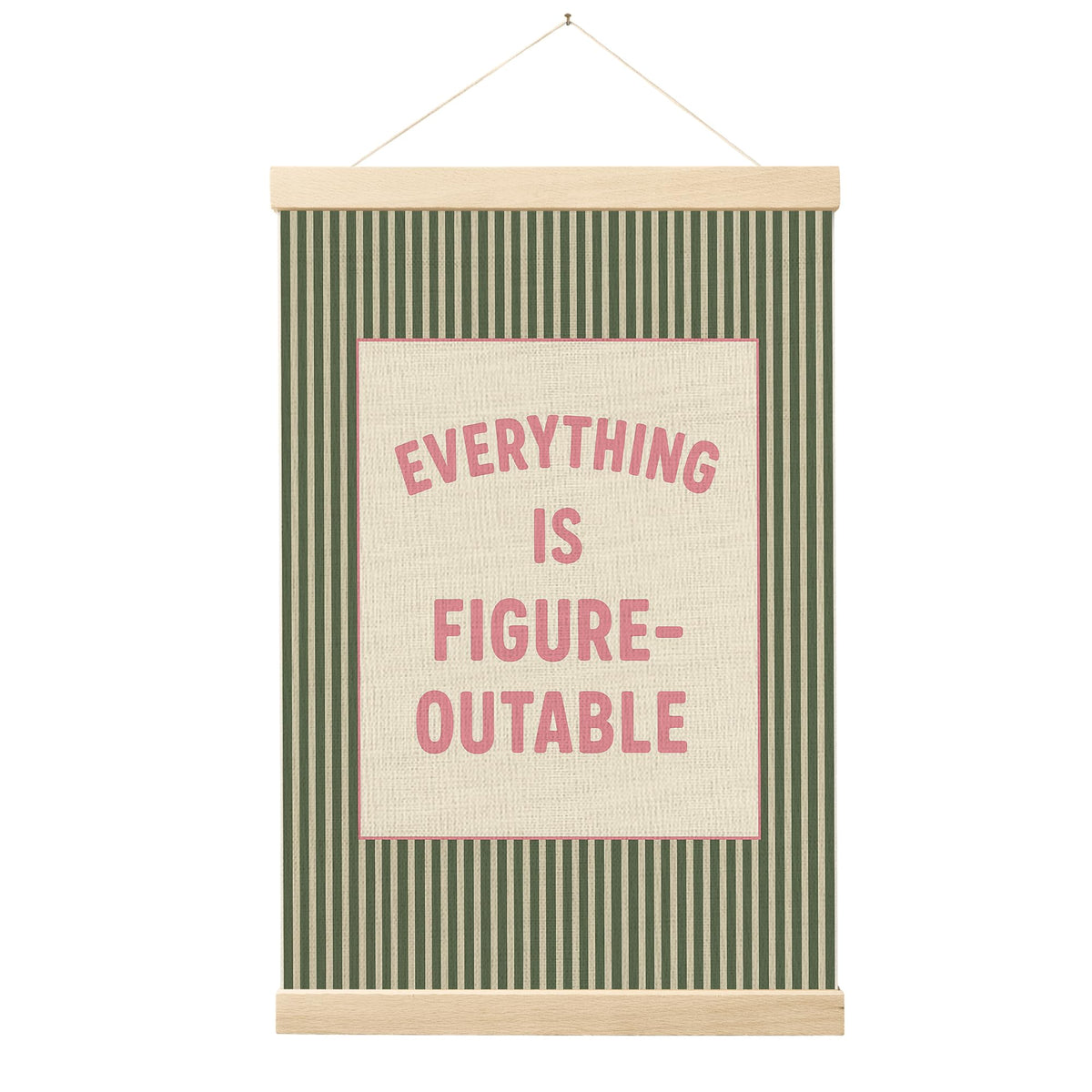 FGFK Everything Is Figureoutable Positive Affirmations Wall Art Poster Hanger Frame, Retro Pink and Green Inspirational Canvas Prints Framed Wall Decor for Office Classroom Home Bedroom, 12x16 Inch