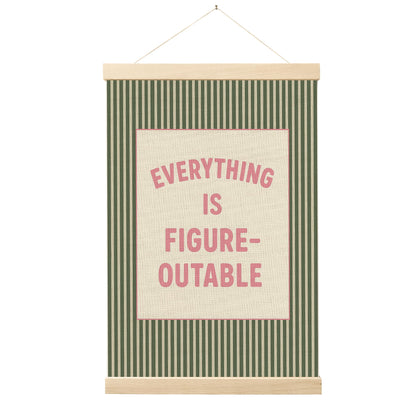FGFK Everything Is Figureoutable Positive Affirmations Wall Art Poster Hanger Frame, Retro Pink and Green Inspirational Canvas Prints Framed Wall Decor for Office Classroom Home Bedroom, 12x16 Inch